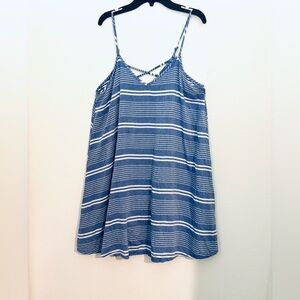 SO by Kohls Tank Top Dress Blue & White Striped Bohemian Mini Dress Medium